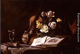 Roses Canvas Paintings - Still Life with Violin and Roses